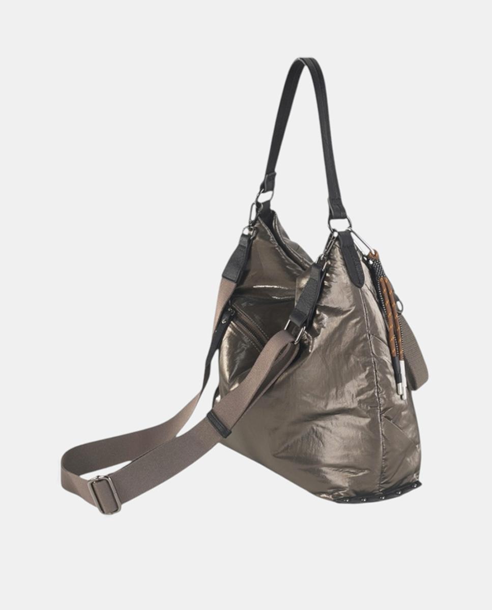 Mala Hobo de Nylon com Fecho de Correr Caqui-2