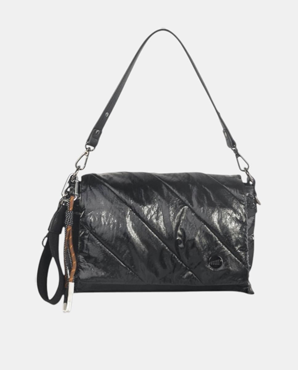 Mala a Tiracolo de Nylon com Aba Preto-1