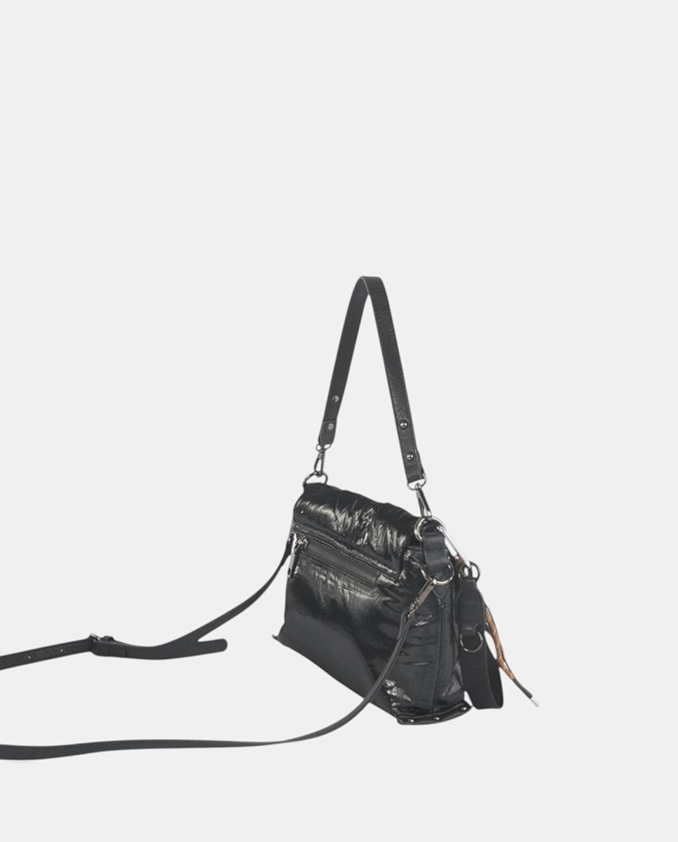 Mala a Tiracolo de Nylon com Aba Preto-2