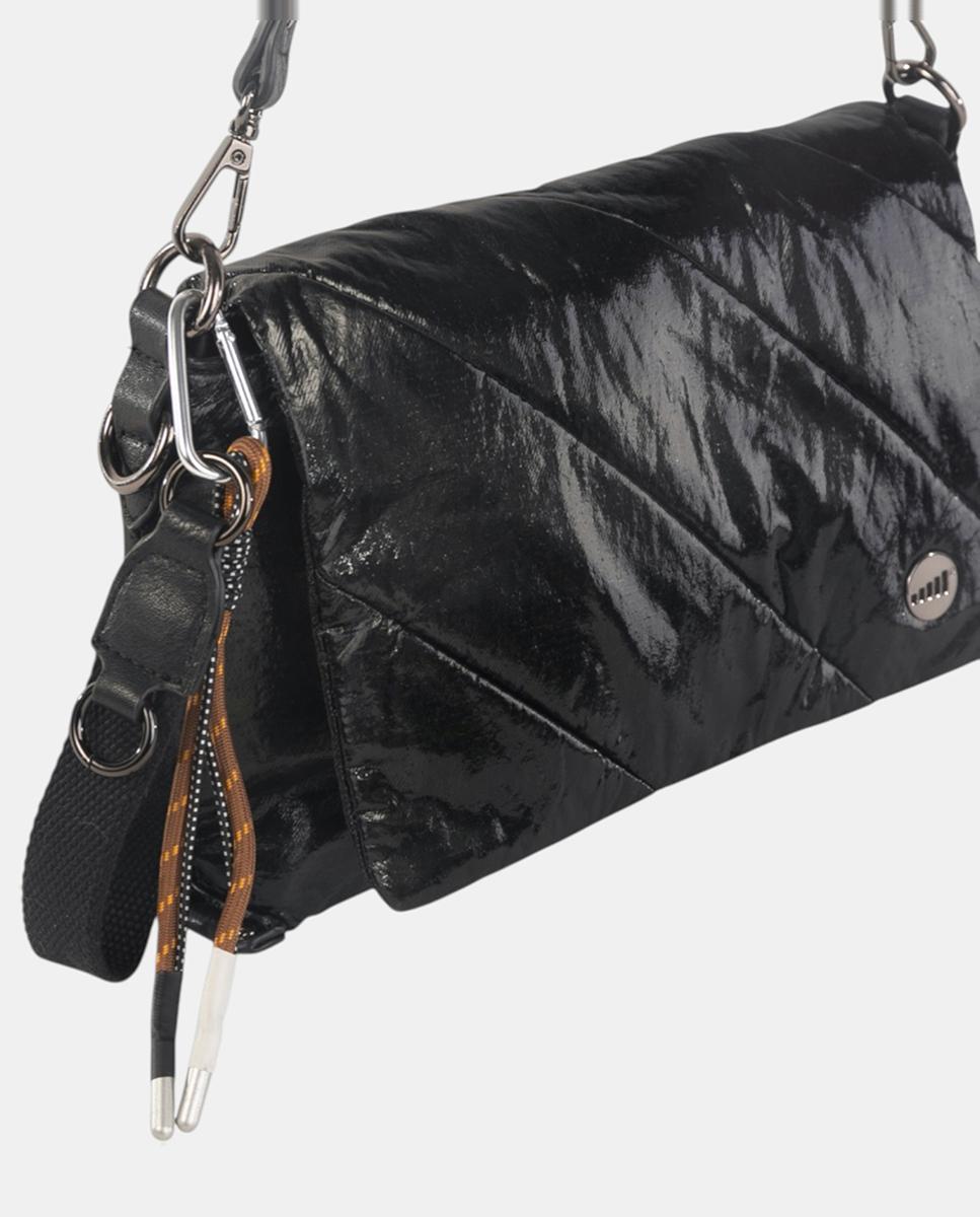 Mala a Tiracolo de Nylon com Aba Preto-3