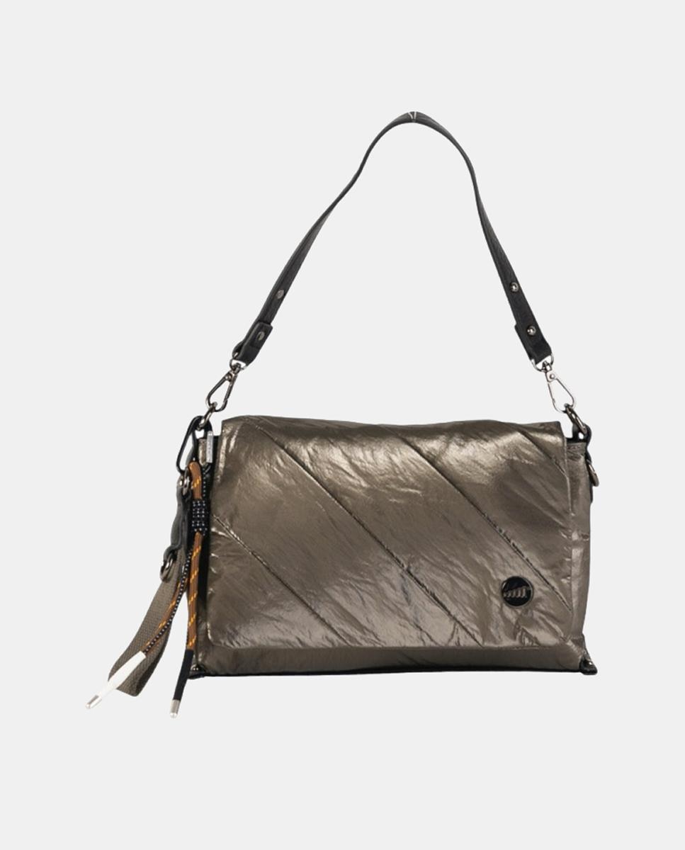 Mala a Tiracolo de Nylon com Aba Caqui-1