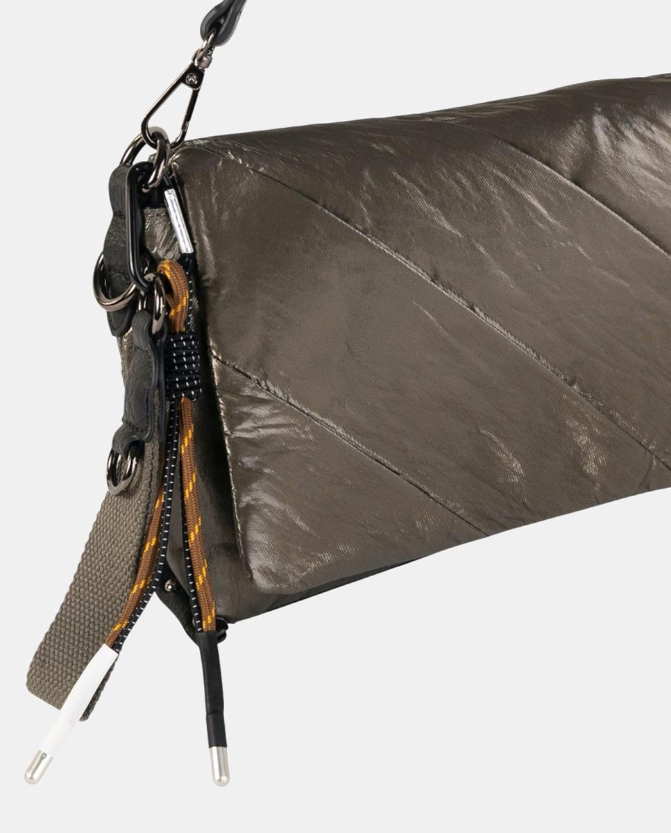 Mala a Tiracolo de Nylon com Aba Caqui-3