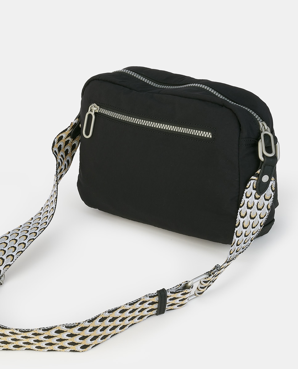 Mala Crossbody Pequena com Fecho de Correr Preto-2