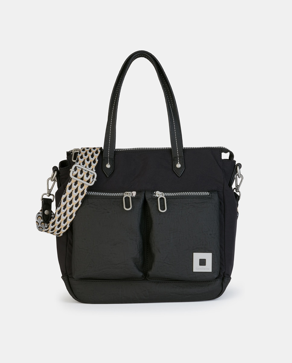 Mala Shopper com Fecho de Correr Preto-1