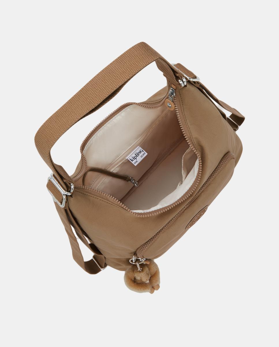 Mala de Ombro Média Conversível em Mochila Camel-3