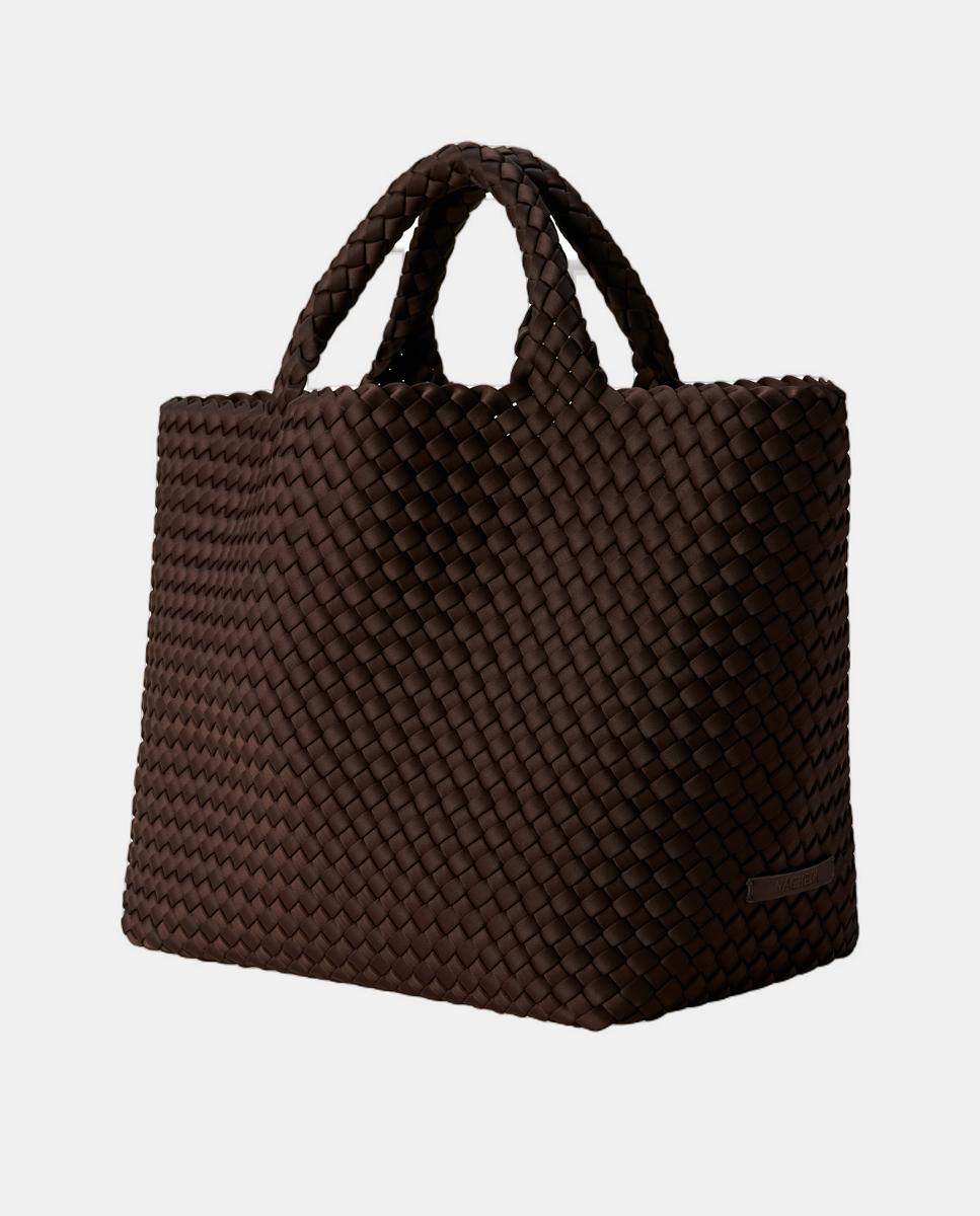 Mala Tipo Tote Média Entrançada Modelo St Barths Castanho-escuro-2
