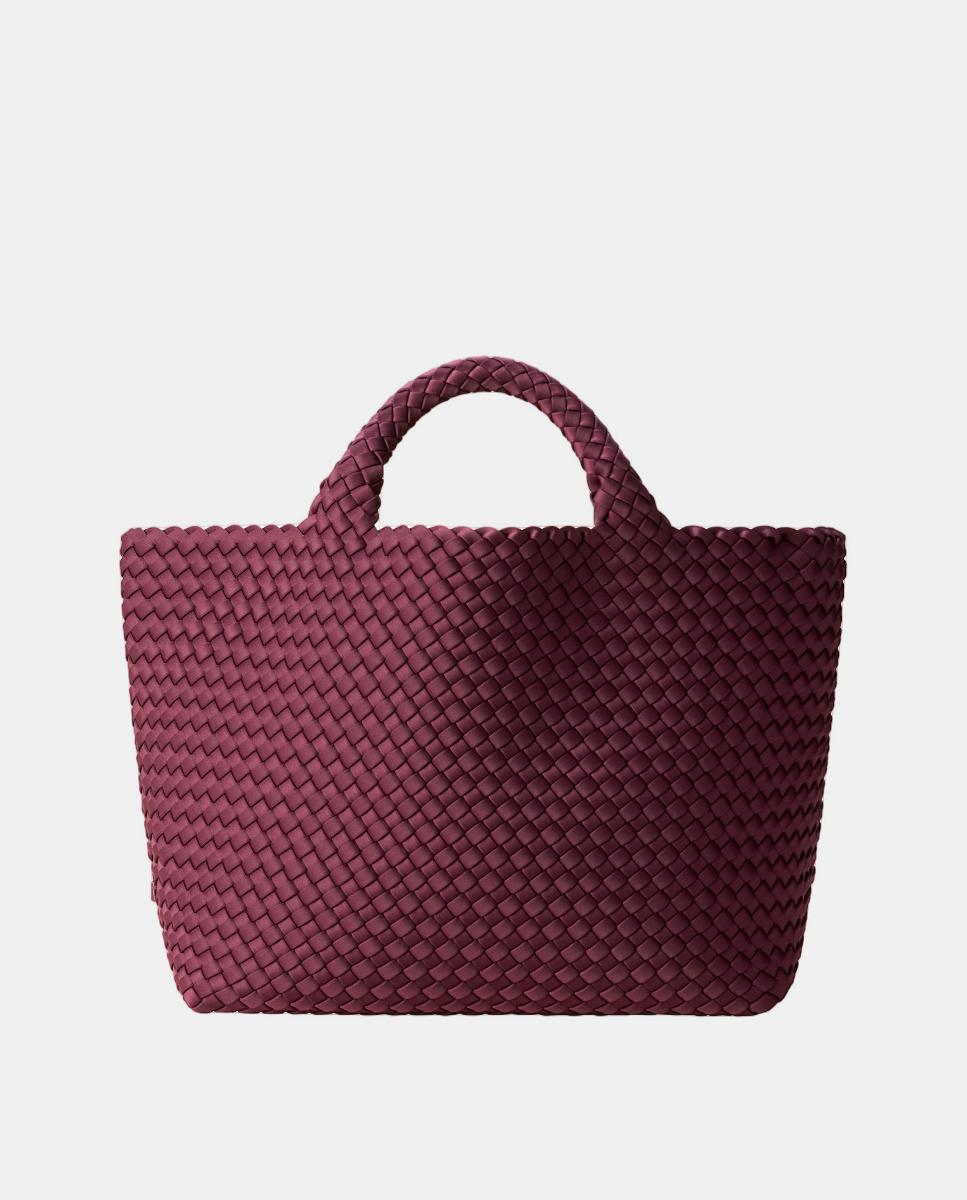 Mala Tipo Tote Média Entrançada Modelo St Barths Bordeaux-1