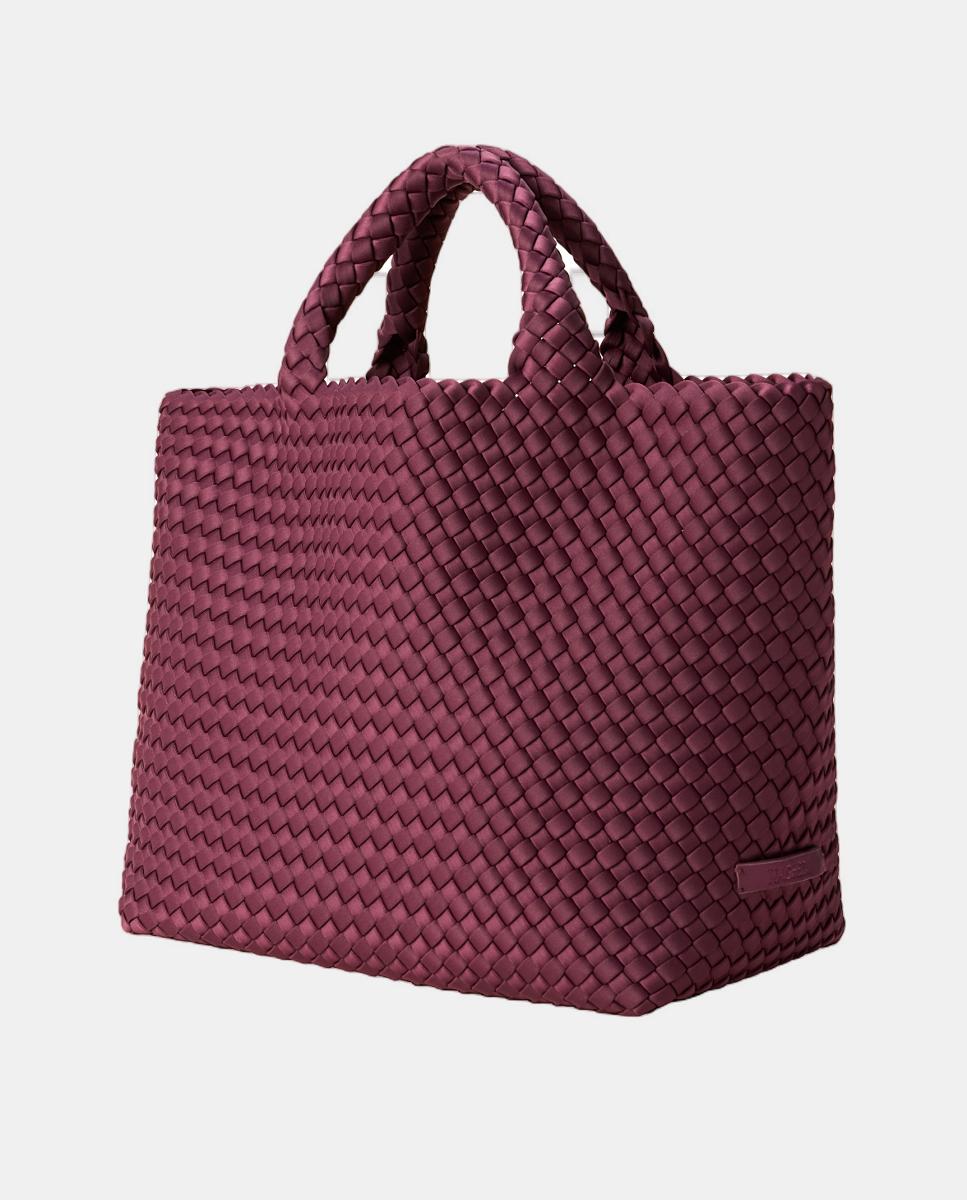 Mala Tipo Tote Média Entrançada Modelo St Barths Bordeaux-2
