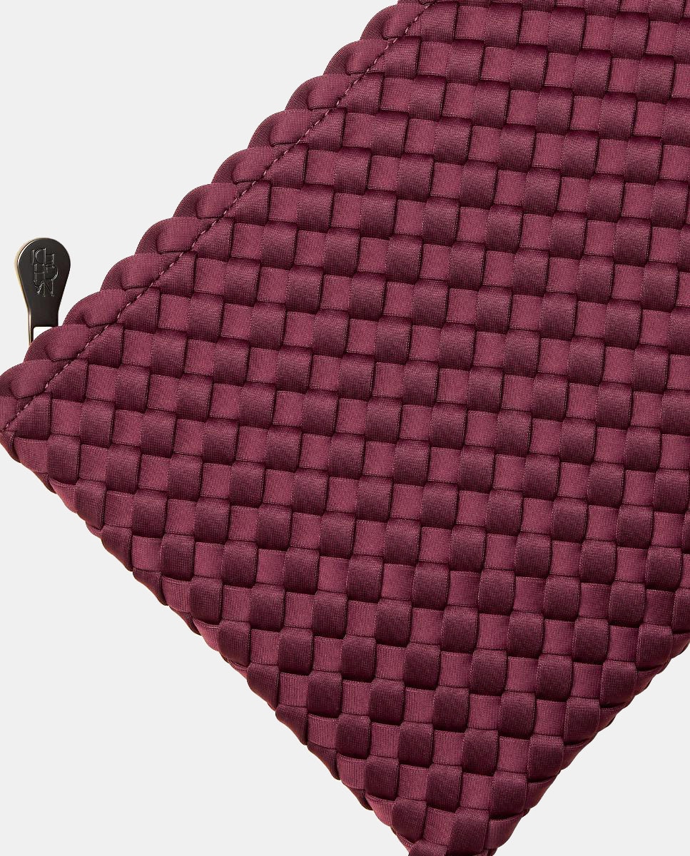 Mala Tipo Tote Média Entrançada Modelo St Barths Bordeaux-3