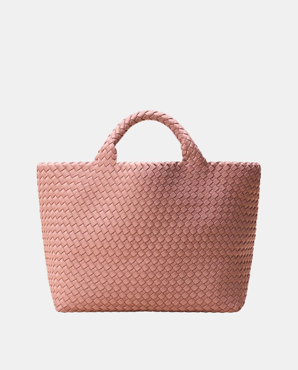 Mala Tipo Tote Média Entrançada Modelo St Barths Rosa-1
