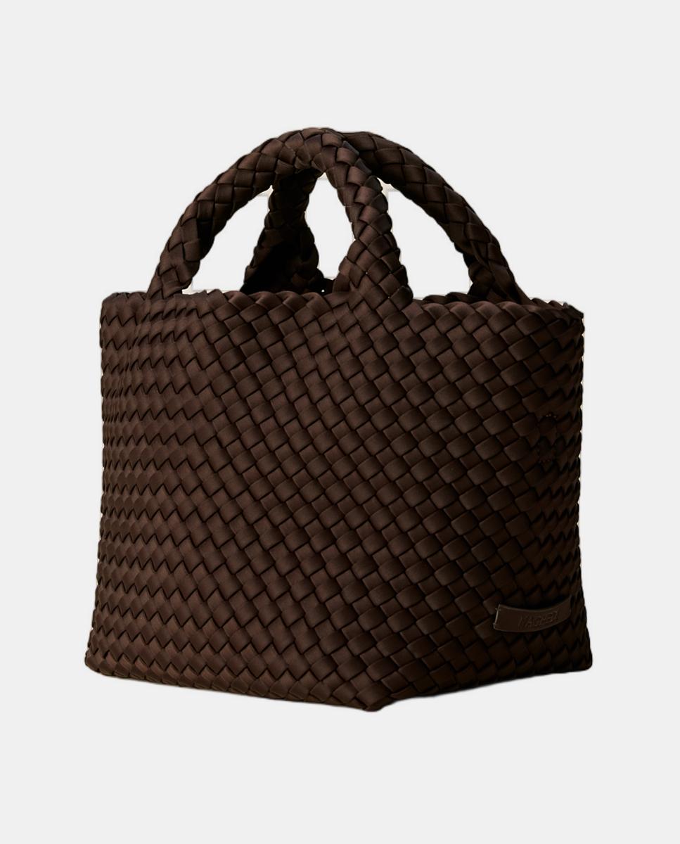 Mala Tipo Tote Pequena Entrançada Modelo St Barths Castanho-escuro-4