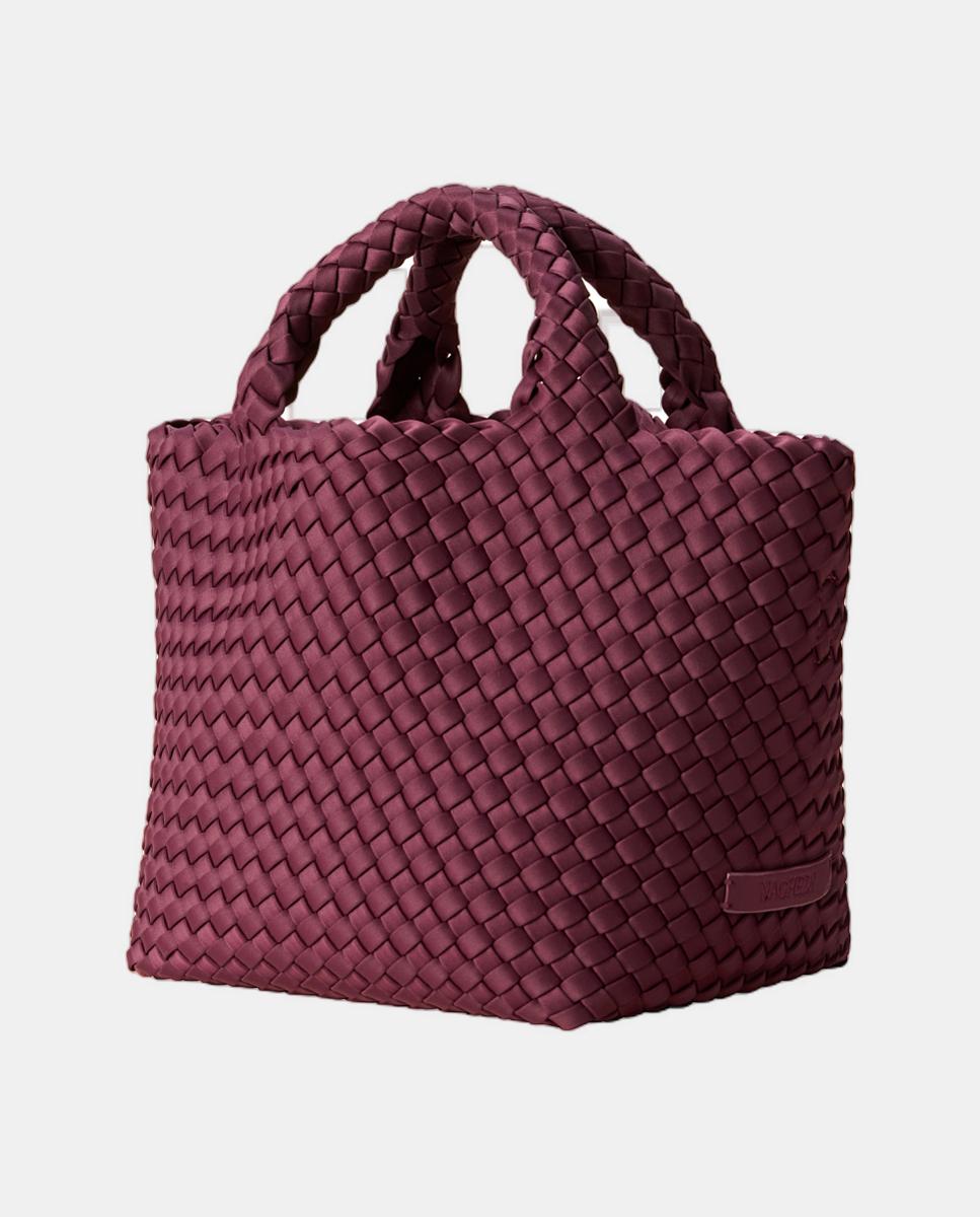 Mala Tipo Tote Pequena Entrançada Modelo St Barths Bordeaux-2