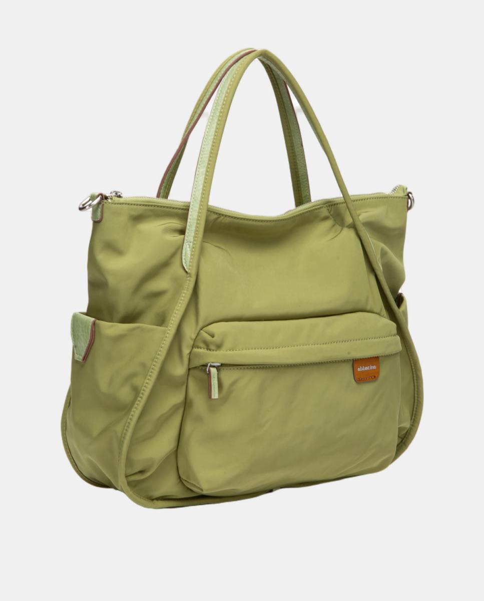 Mala de Ombro em Tecido com Bolso Verde-2