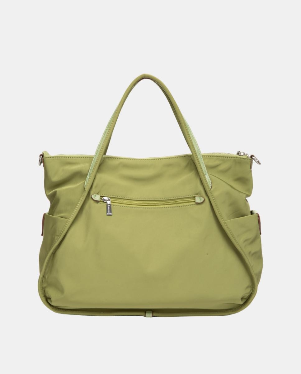Mala de Ombro em Tecido com Bolso Verde-3