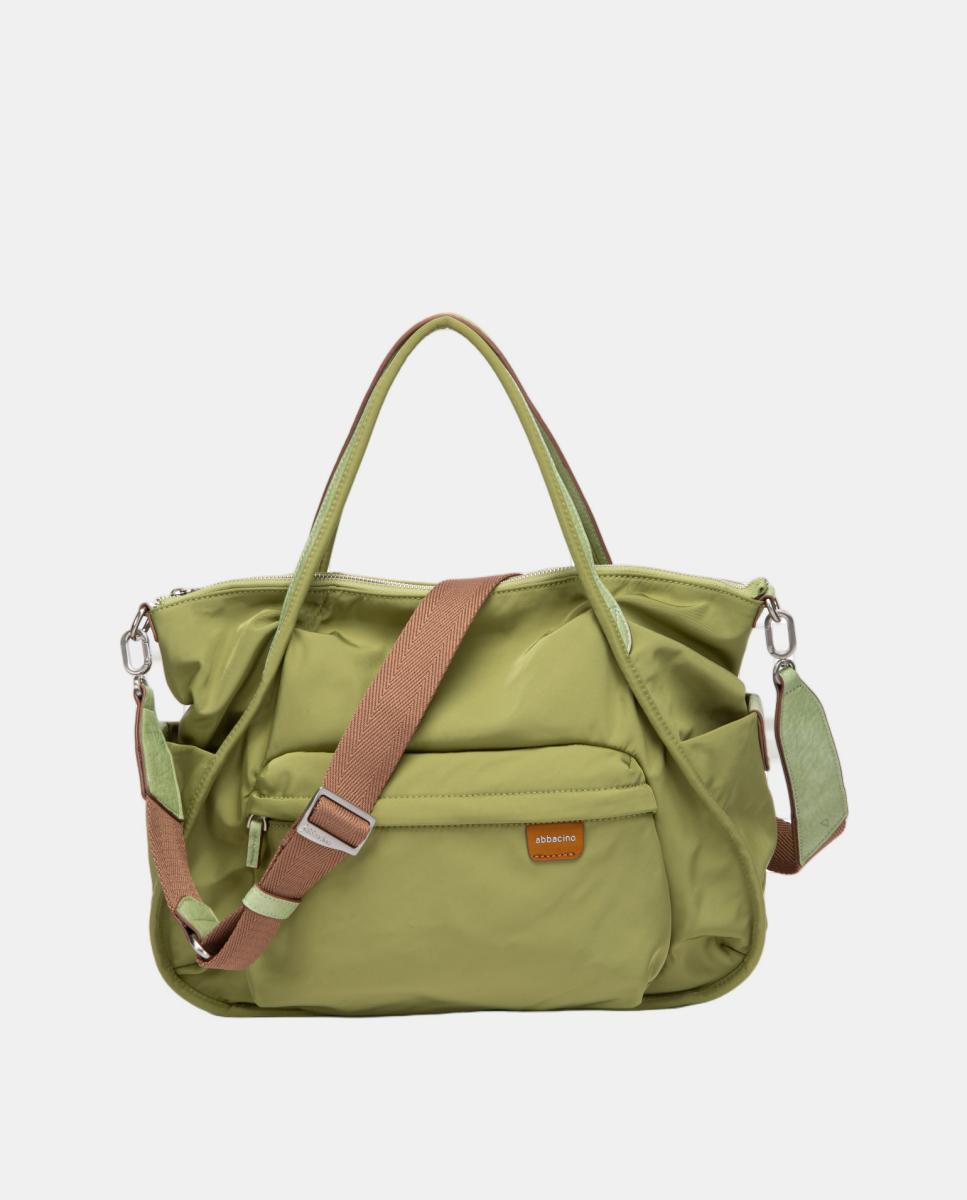 Mala de Ombro em Tecido com Bolso Verde-4