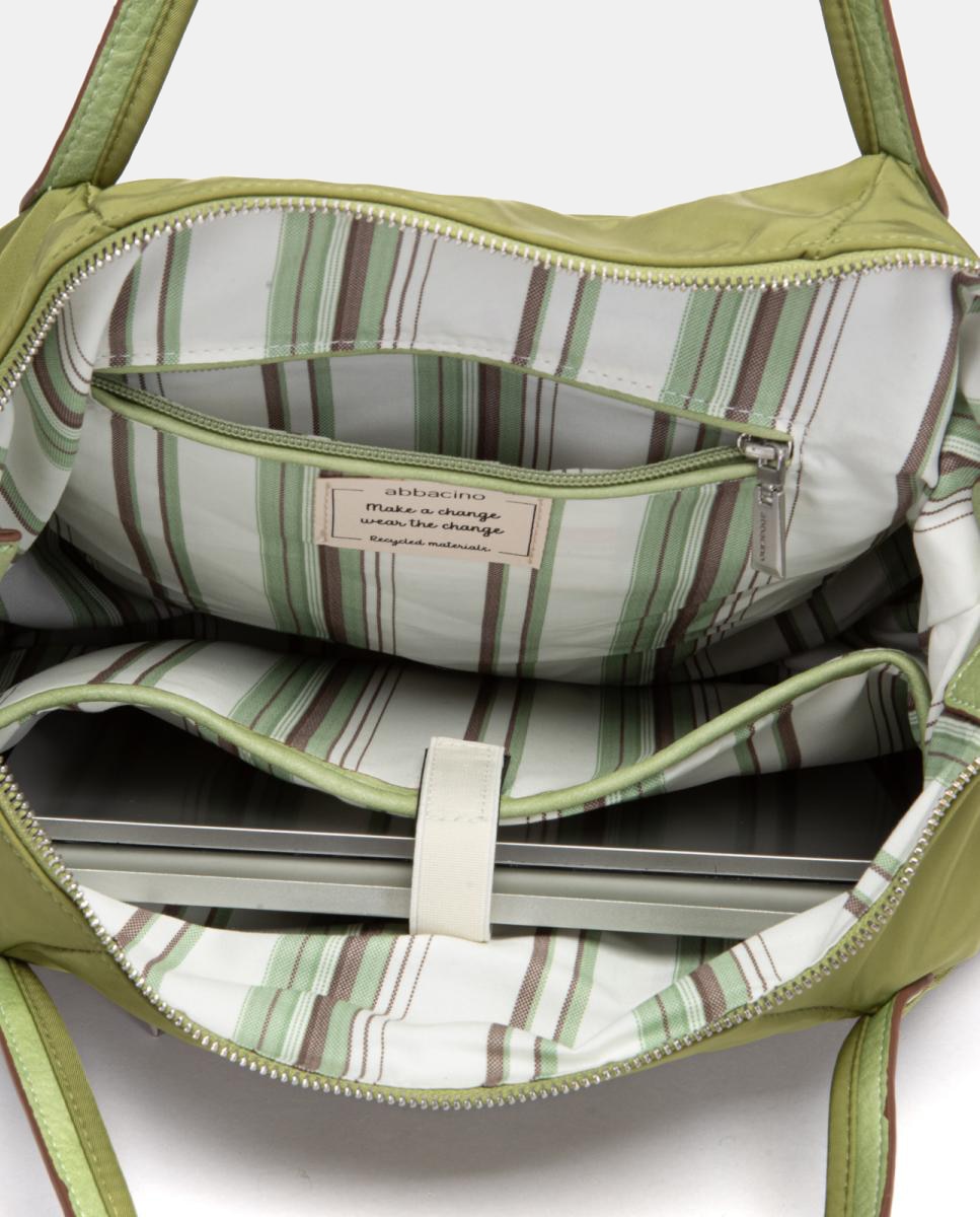 Mala de Ombro em Tecido com Bolso Verde-5