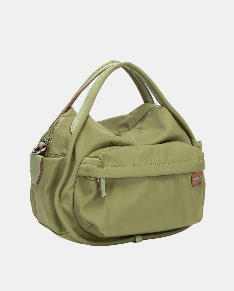 Mala a Tiracolo em Tecido com Bolso Verde-2