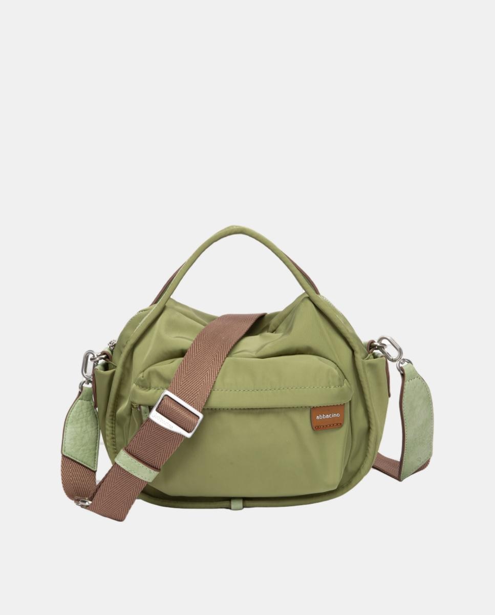 Mala a Tiracolo em Tecido com Bolso Verde-4