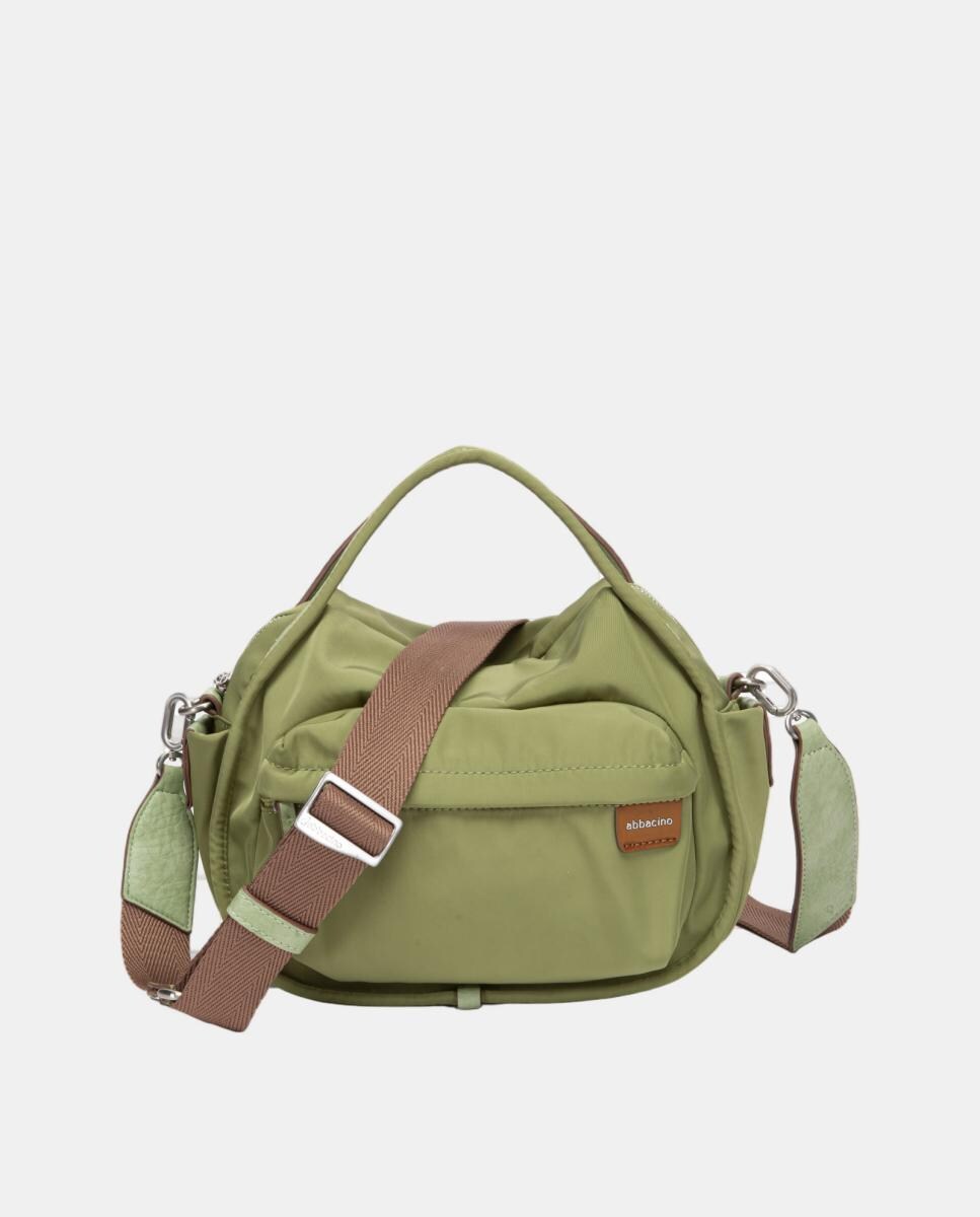 Mala a Tiracolo em Tecido com Bolso Verde-4