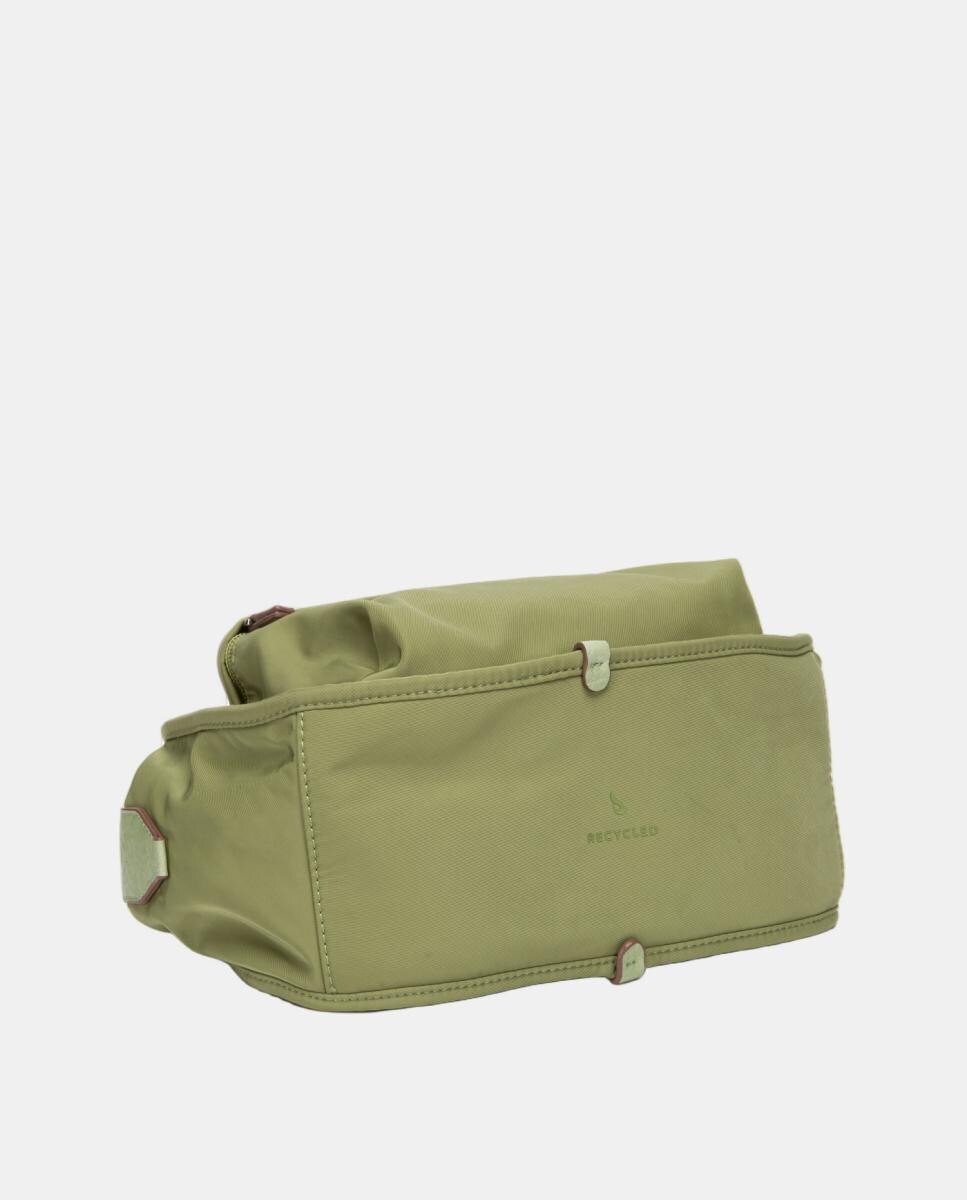 Mala a Tiracolo em Tecido com Bolso Verde-5