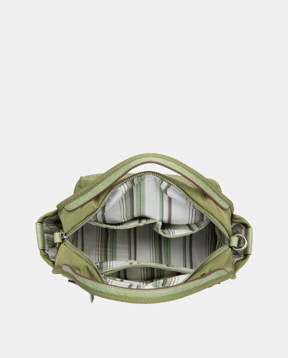 Mala a Tiracolo em Tecido com Bolso Verde-6