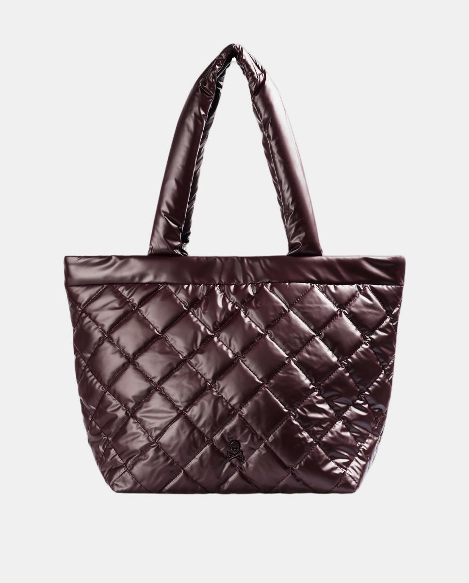 Mala Shopper Metalizada Acolchoada Bordeaux-1