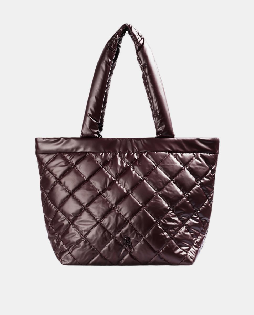 Mala Shopper Metalizada Acolchoada Bordeaux-2