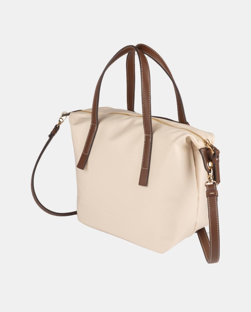 Mala de Formato Mini Shopper-Cube com Fecho de Correr e Detalhes em Contraste Branco-2