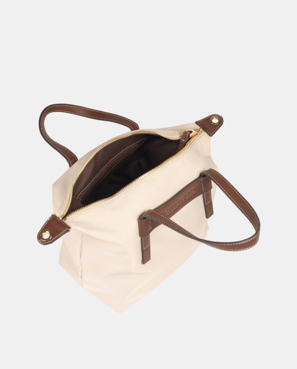 Mala de Formato Mini Shopper-Cube com Fecho de Correr e Detalhes em Contraste Branco-3