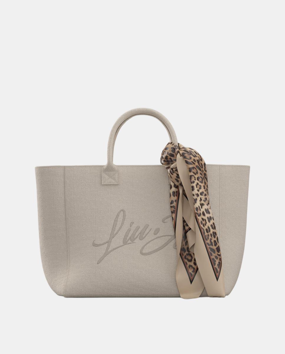 Imagem 0 de Mala em Tecido com Detalhe de Logótipo e Lenço em Contraste