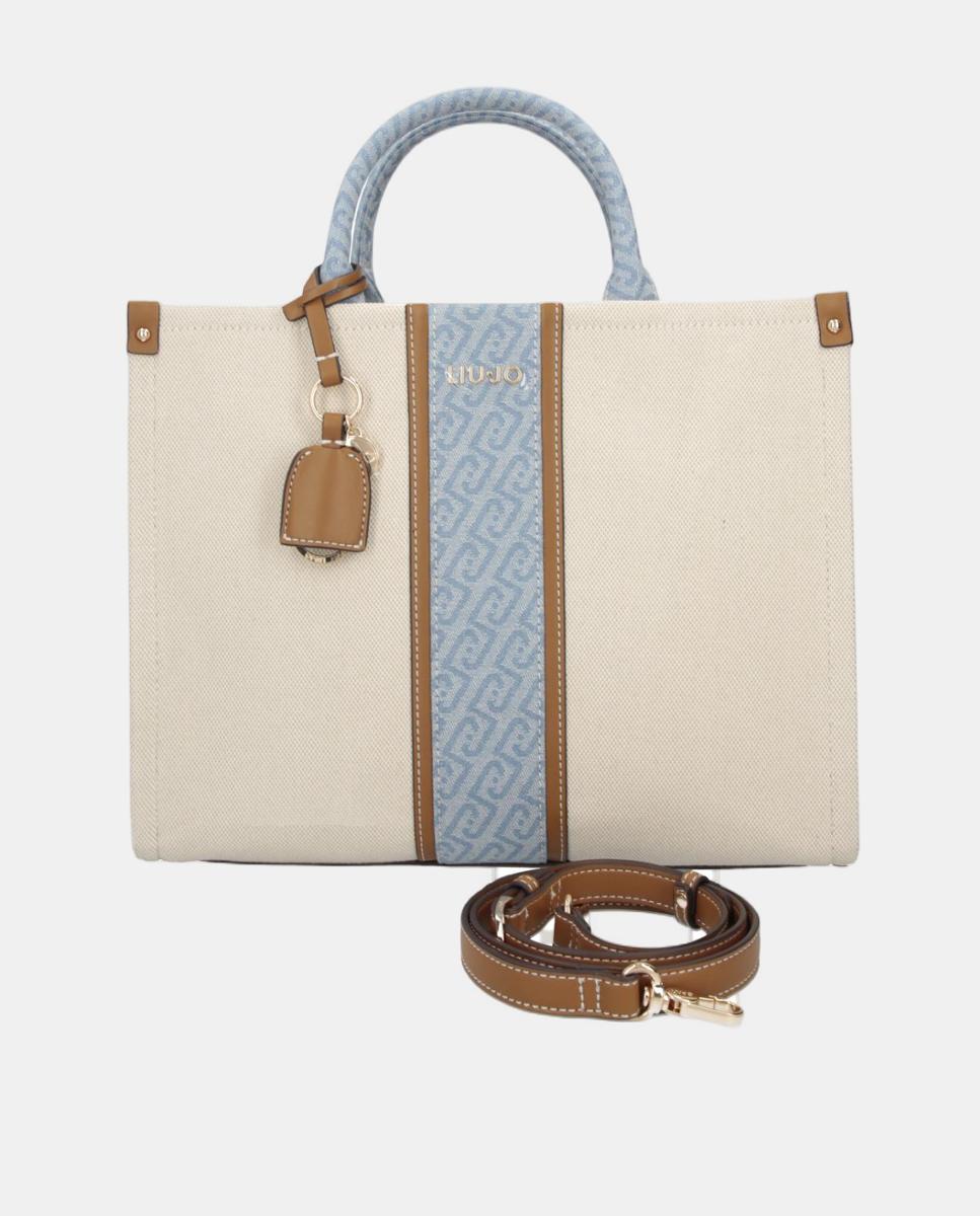 Imagem 0 de Mala de Mão Grande em Tecido com Detalhe de Ganga