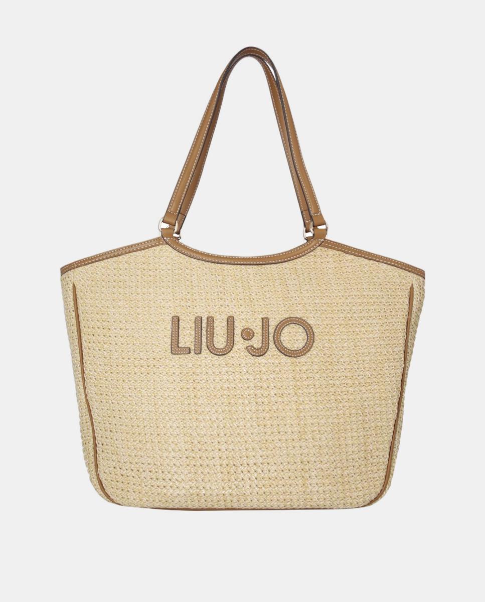 Imagem 0 de Mala Shopper com Efeito de Ráfia e Detalhe de Logótipo Grande