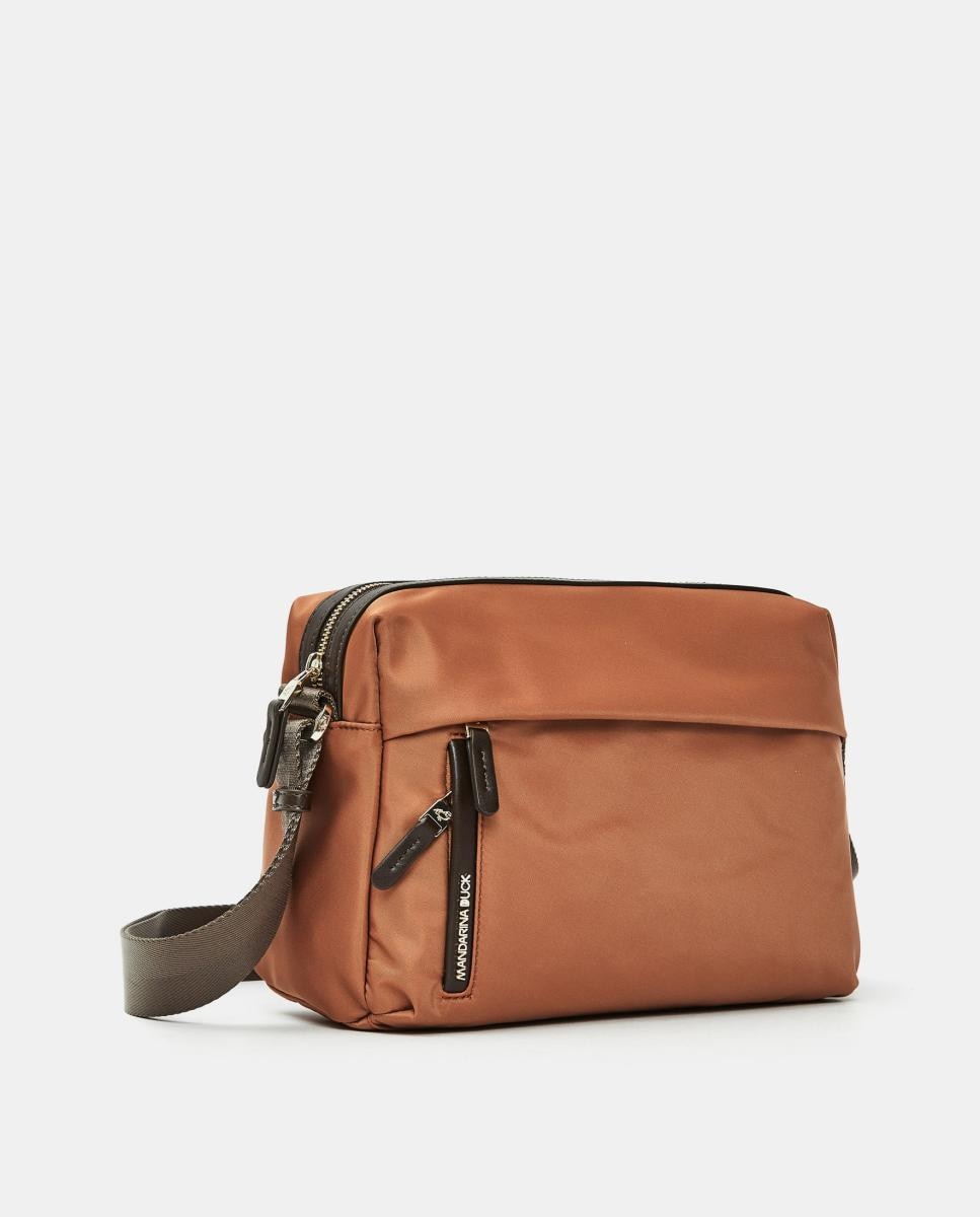 Mala a Tiracolo Média com Fecho de Correr e Alça Comprida Ajustável - Preto Castanho-2