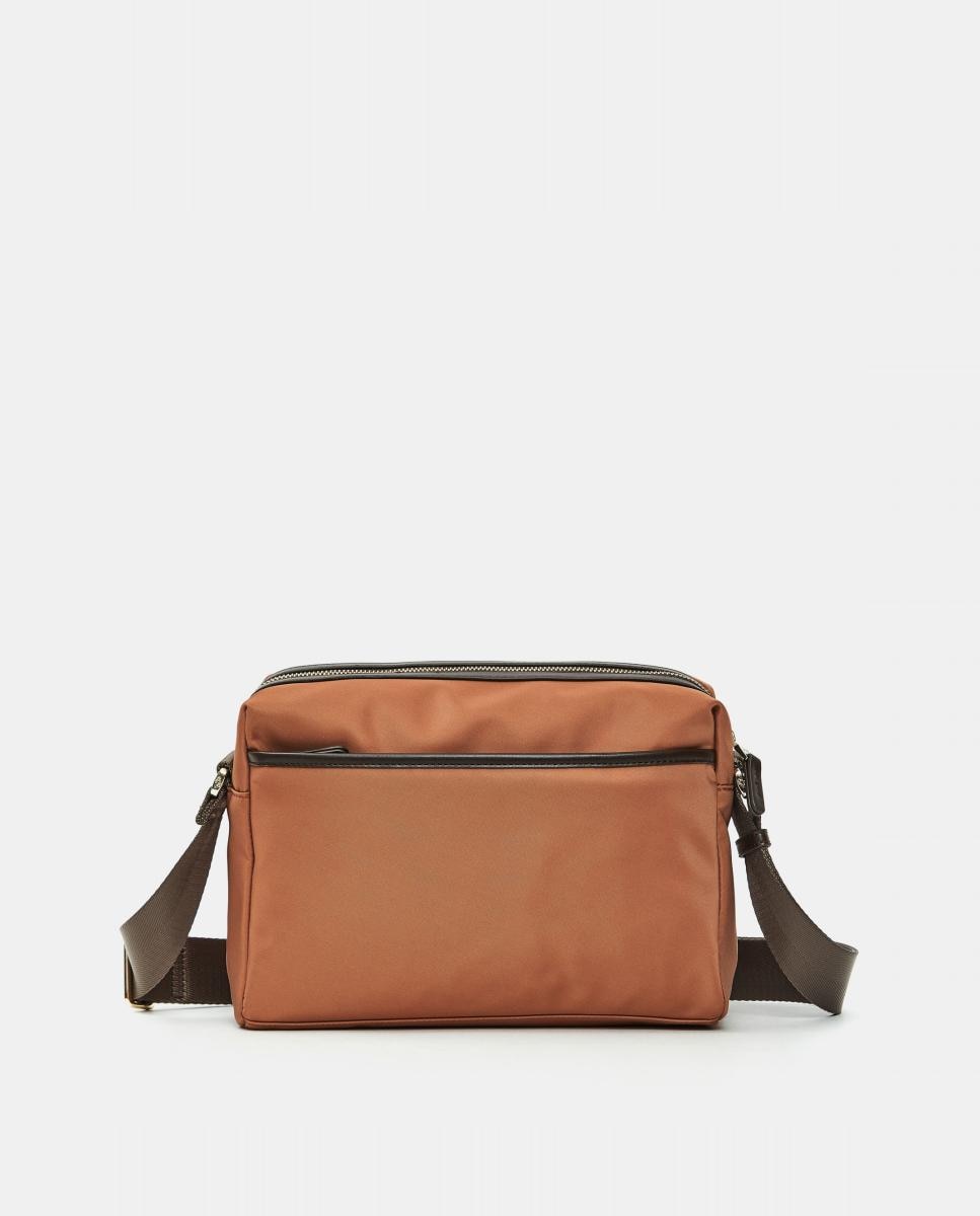 Mala a Tiracolo Média com Fecho de Correr e Alça Comprida Ajustável - Preto Castanho-3