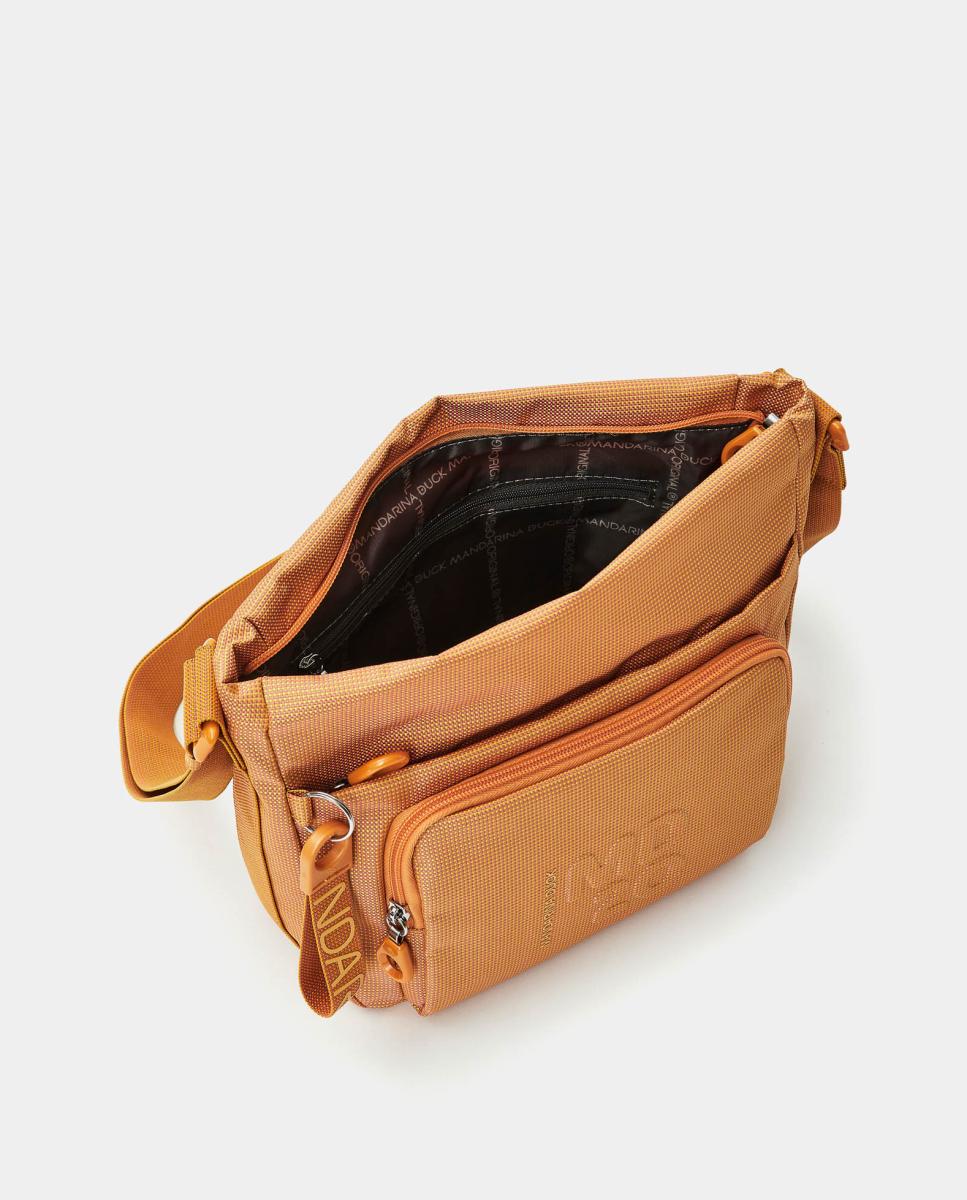 Mala a Tiracolo Média com Vários Bolsos Laranja-5