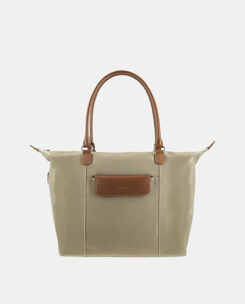Mala Shopper com Alças de Ombro Taupe-1