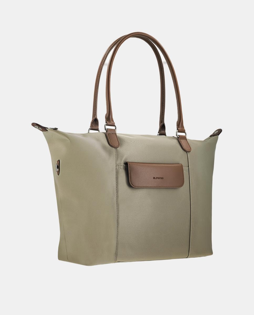 Mala Shopper com Alças de Ombro Taupe-2