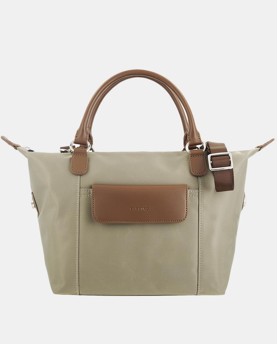 Mala Tipo Cesta com Alças de Mão e Alça de Tiracolo Ajustável Taupe-1