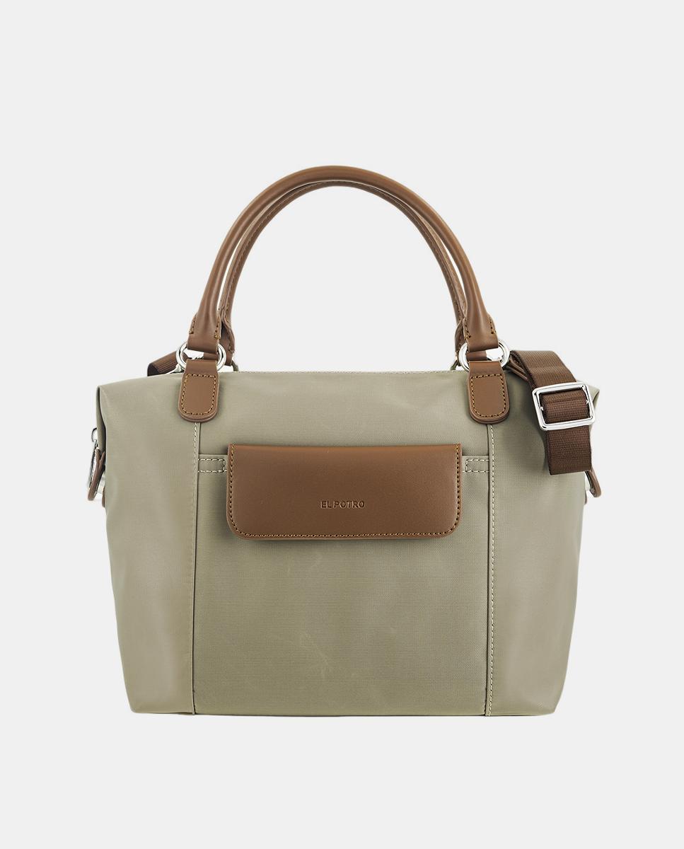Mala Tipo Cesta com Alças de Mão e Alça de Tiracolo Ajustável Taupe-4