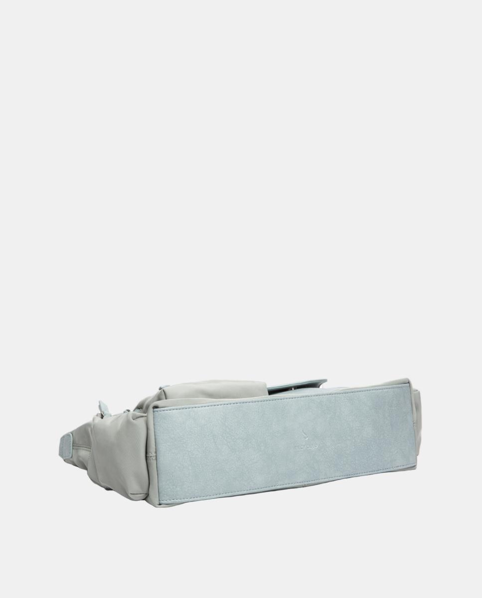 Mala de Ombro em Tecido Multibolsos Azul-5
