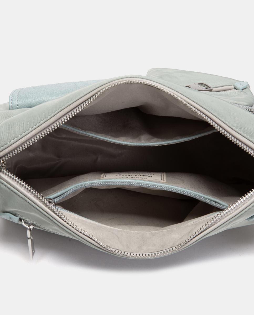 Mala a Tiracolo em Tecido Multibolsos Azul-5