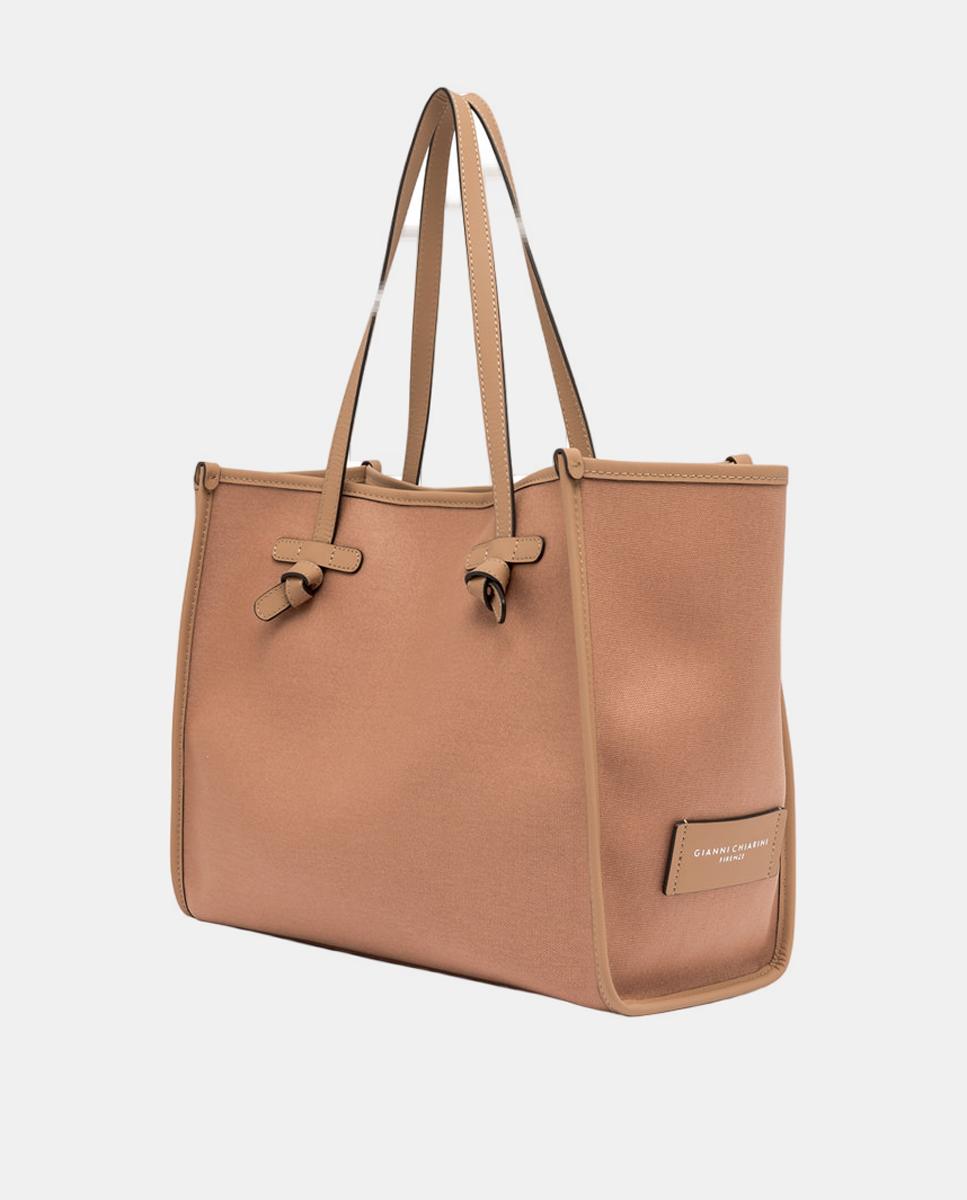Mala de Ombro Tamanho Grande em Lona: Inclui Pochette em Pele a Condizer Rosa-2