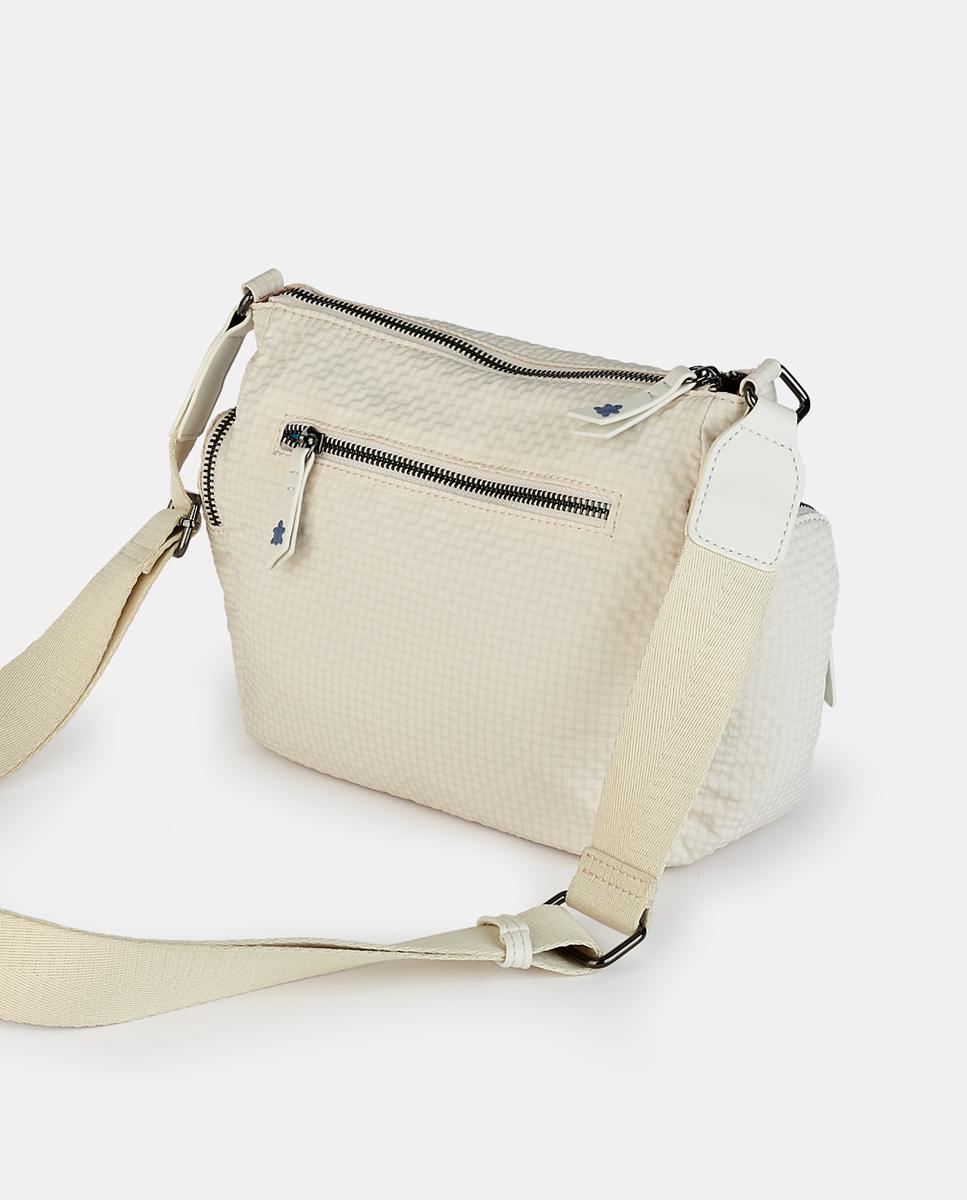 Mala Crossbody com Fecho de Correr Bege-2