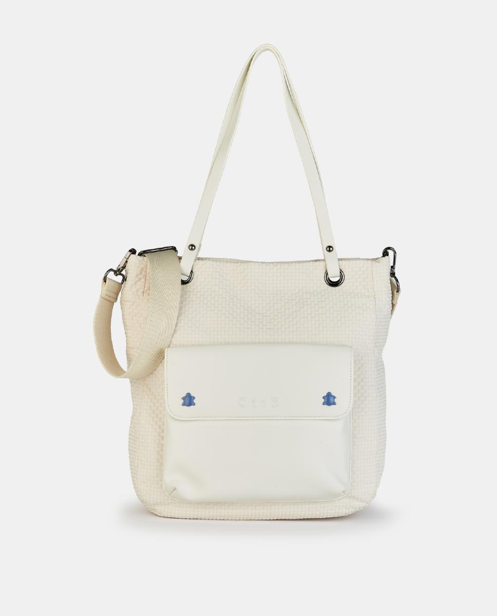 Mala Shopper com Fecho de Correr Bege-1