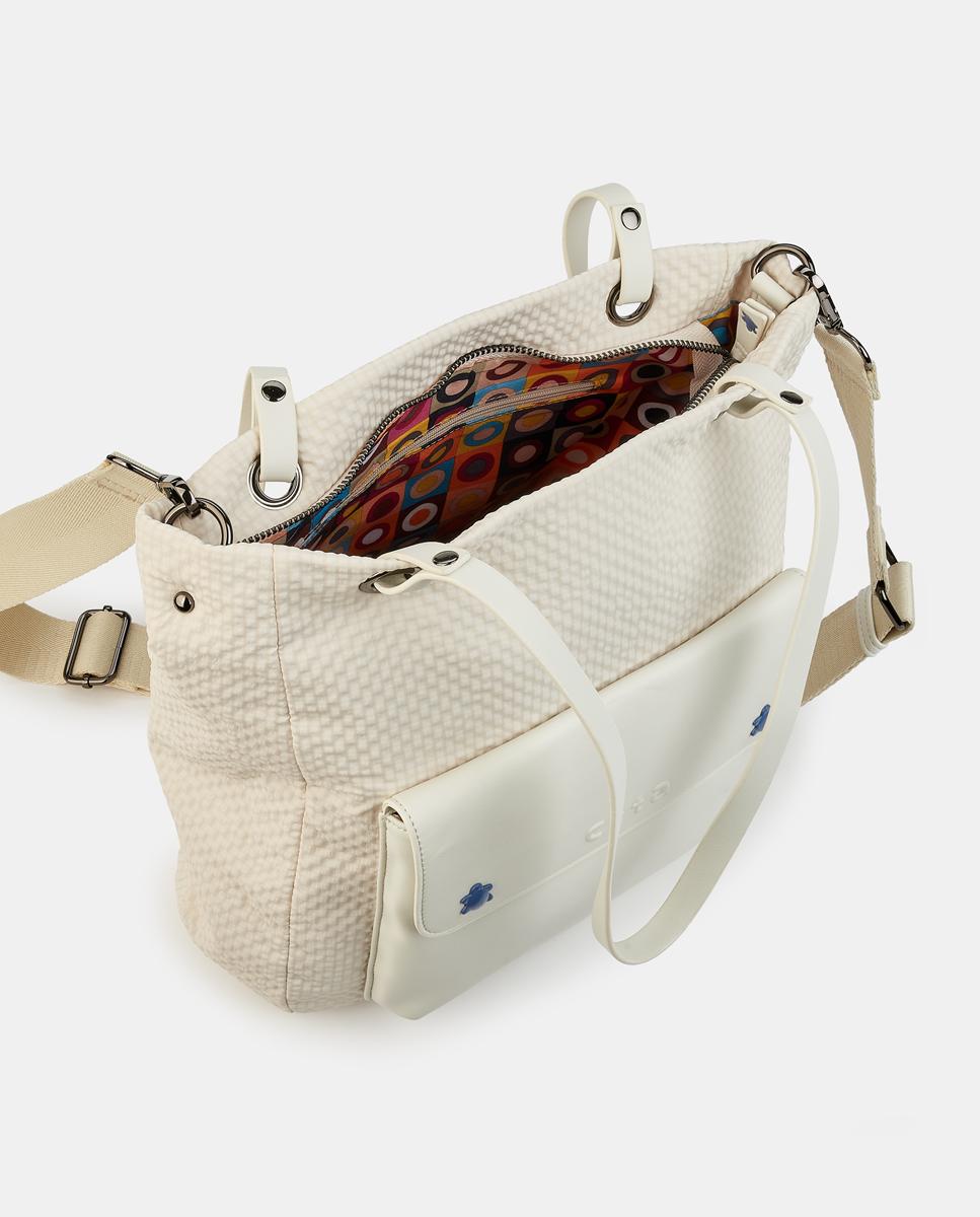 Mala Shopper com Fecho de Correr Bege-3