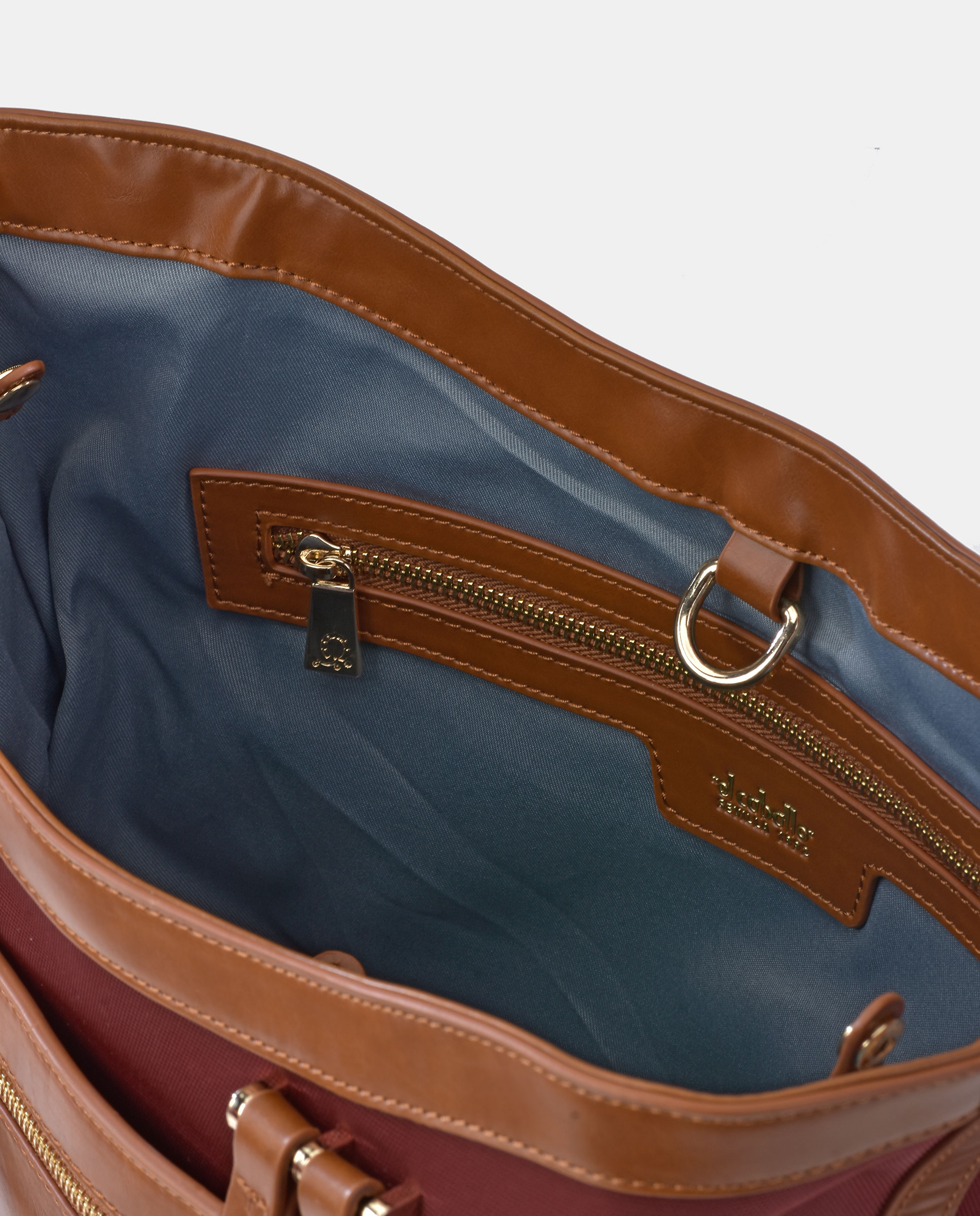 Bolso tote EL CABALLO en Nylon color burdeos y cuero - Burdeos Burdeos-4