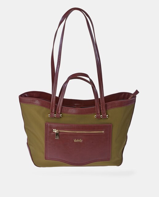 Imagem 0 de Mala Tipo Tote em Nylon e Couro - Bordeaux