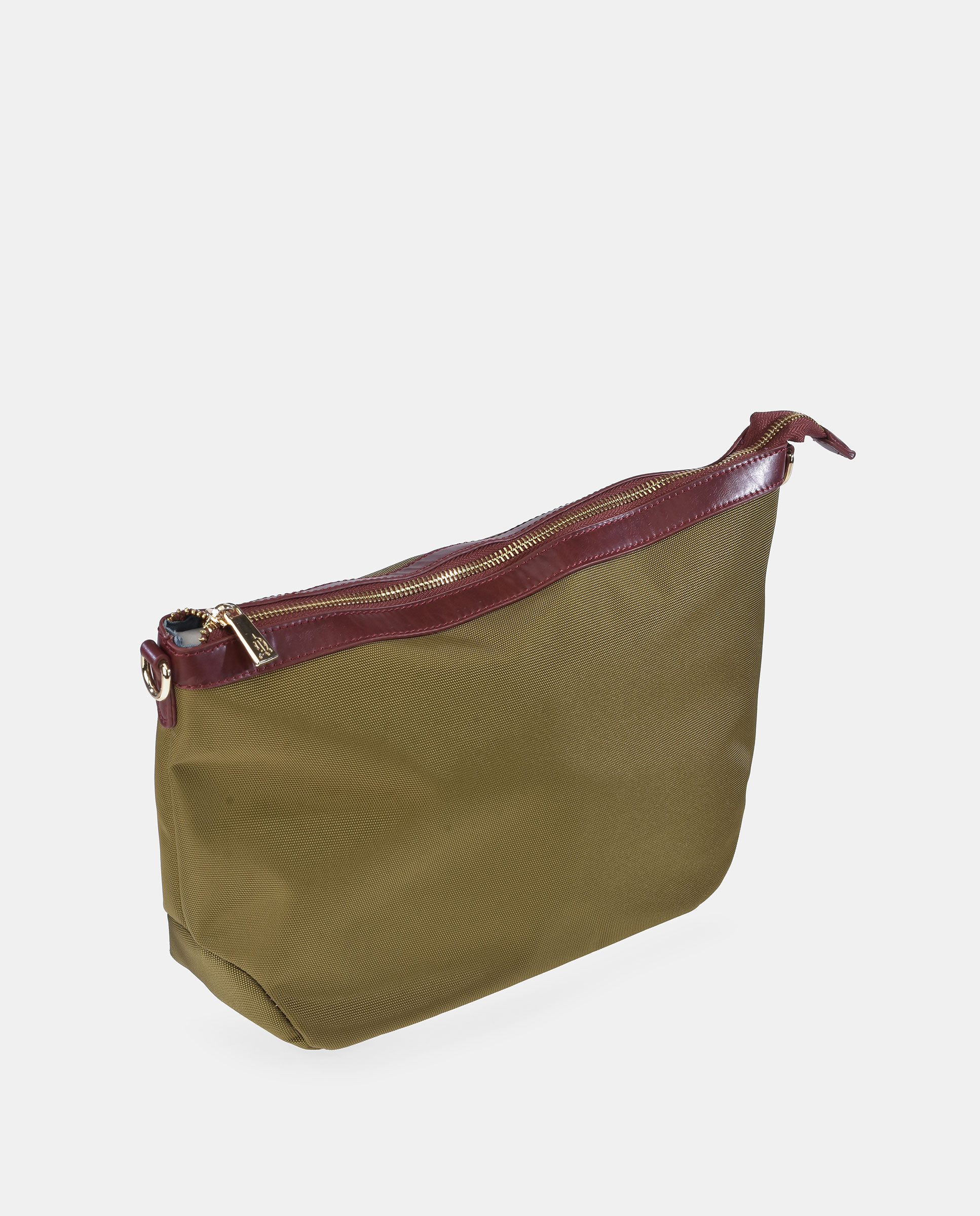 Mala Tipo Tote em Nylon e Couro - Bordeaux Verde-6
