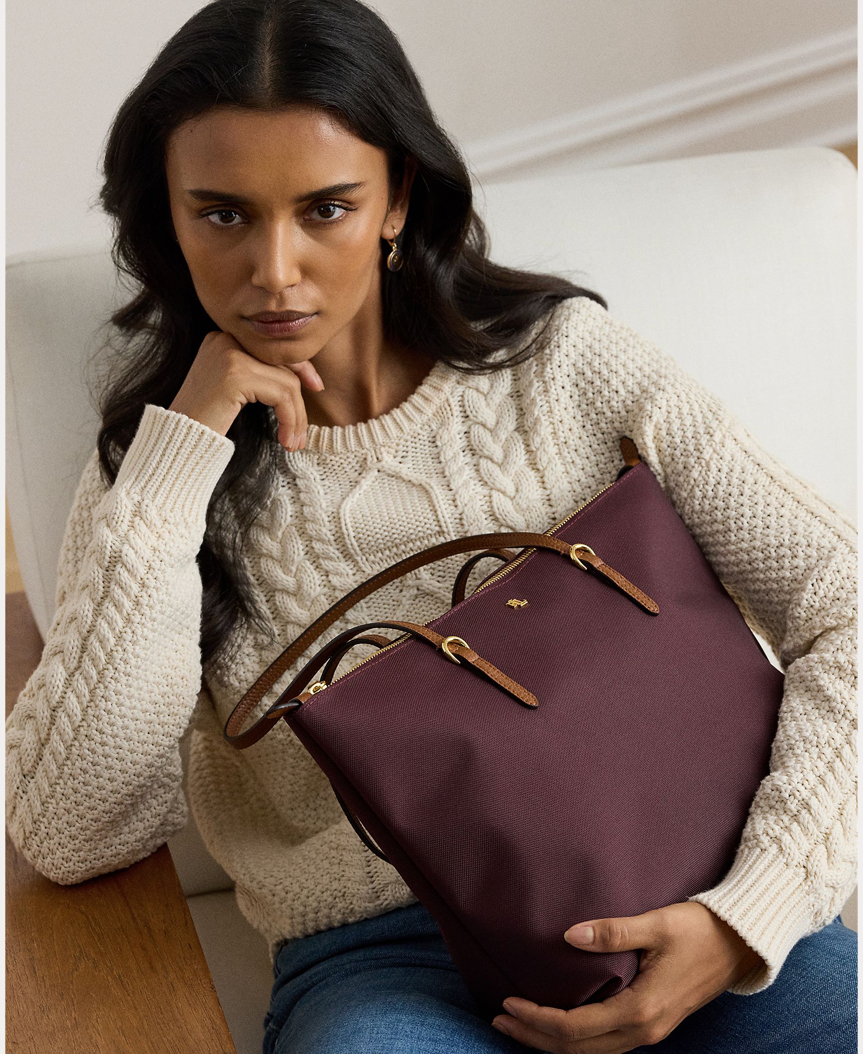 Mala Tipo Tote Keaton Média de Nylon Grená-7