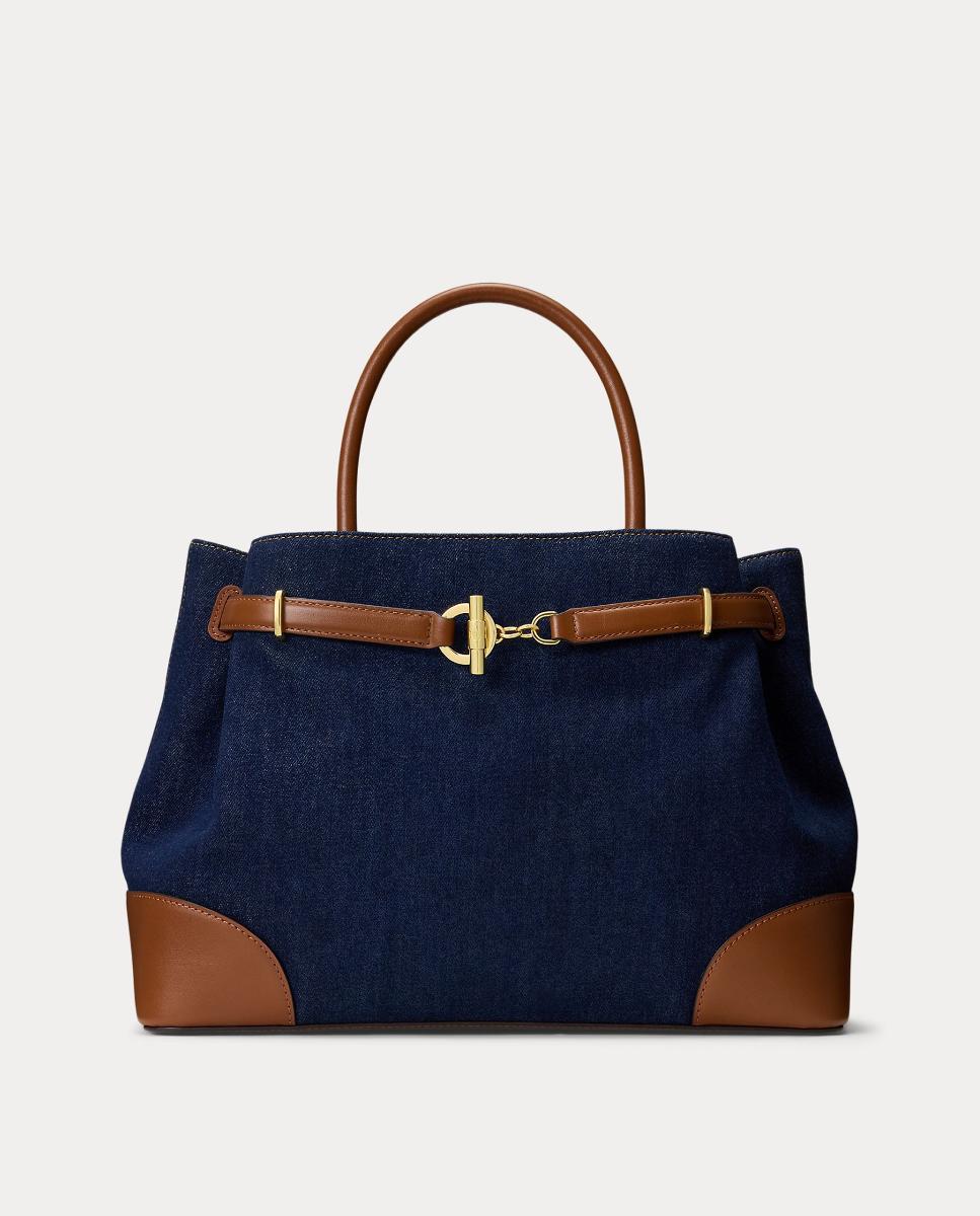 Imagem 0 de Mala Satchel Grande em Pele e Ganga.